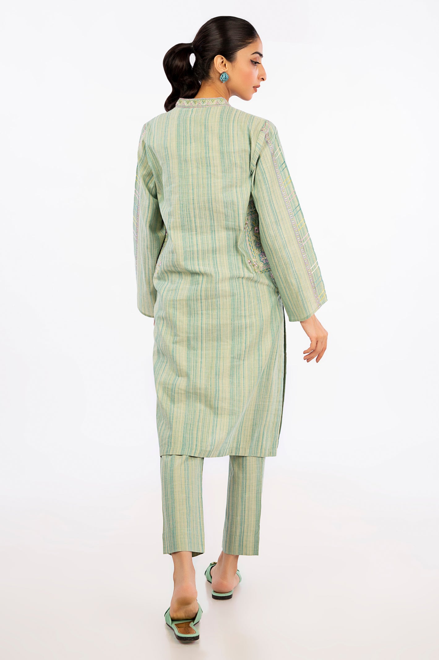 Green Embroidered Suit 2PC Suit From Diners