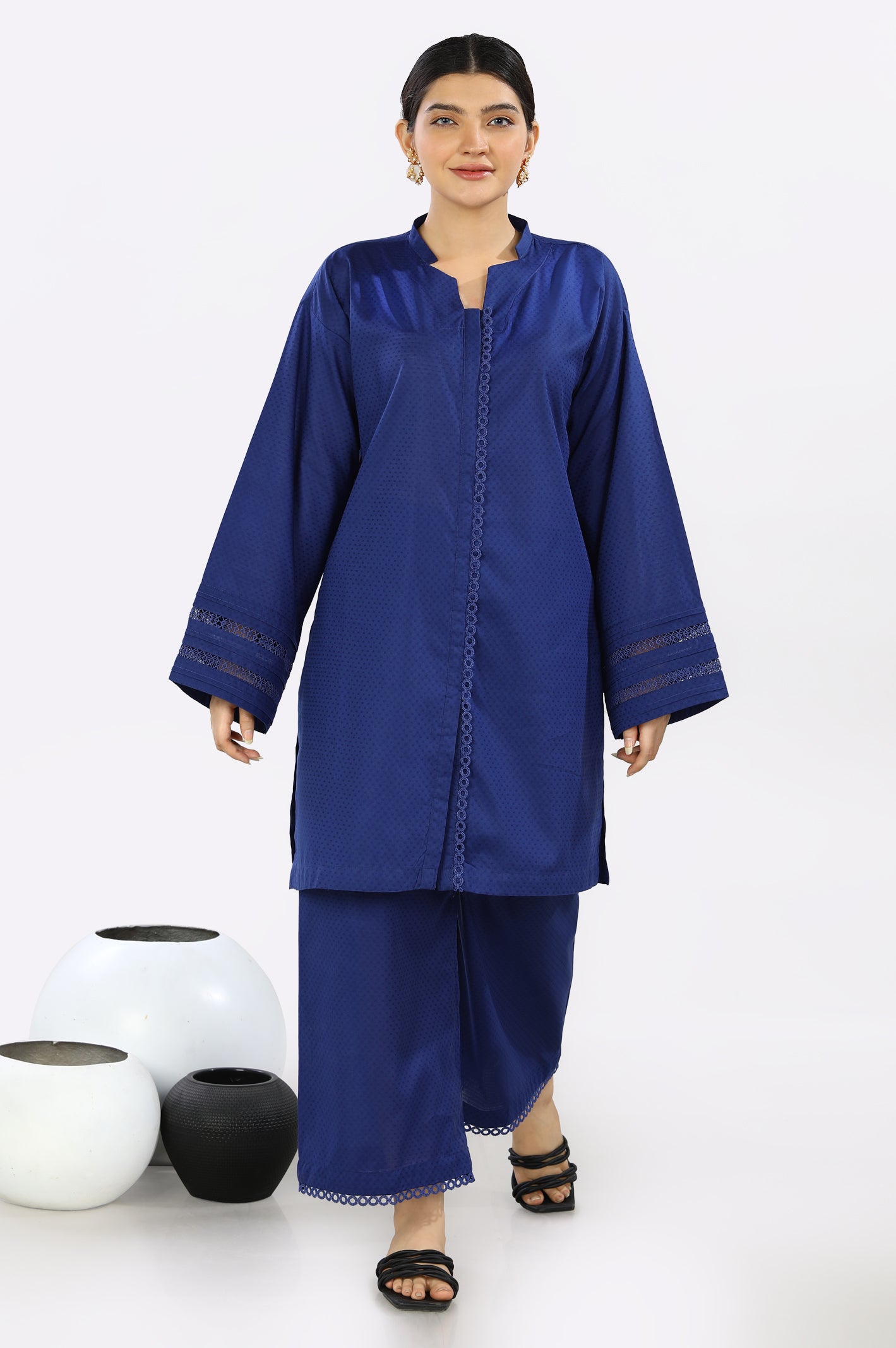 2PC Blue Dobby Suit From Diners