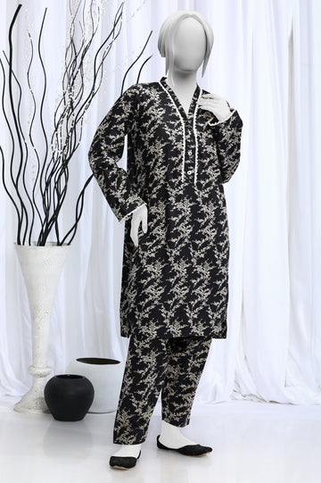 2PC Cambric Printed Black Suit From Diners