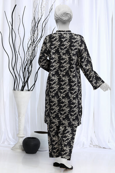 2PC Cambric Printed Black Suit From Diners