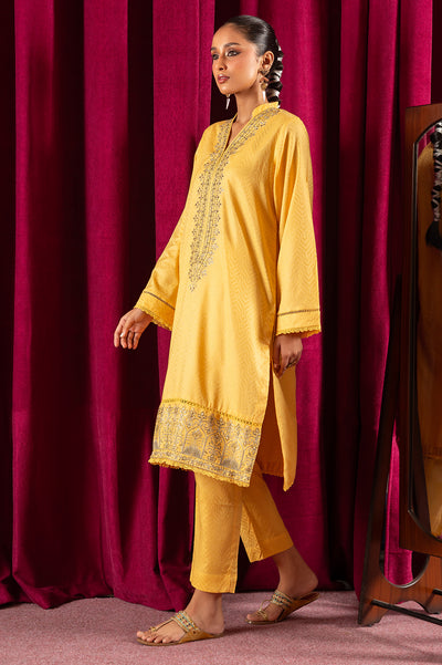 2PC Yellow Embroidered Suit From Diners