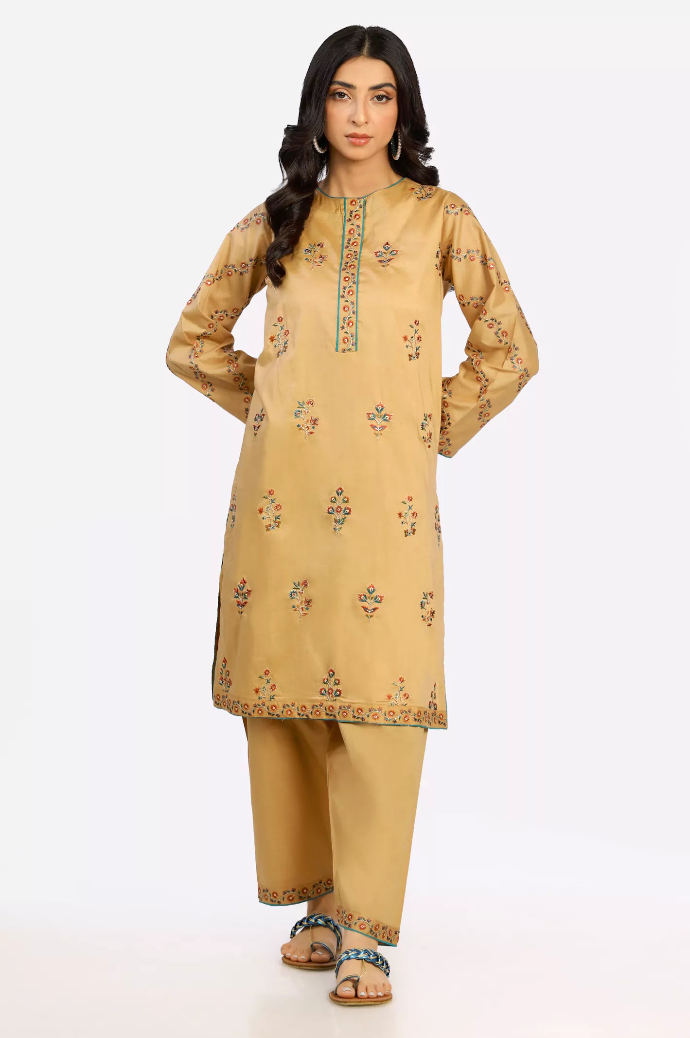 Cambric Dyed Embroidered 2PC Suit From Diners