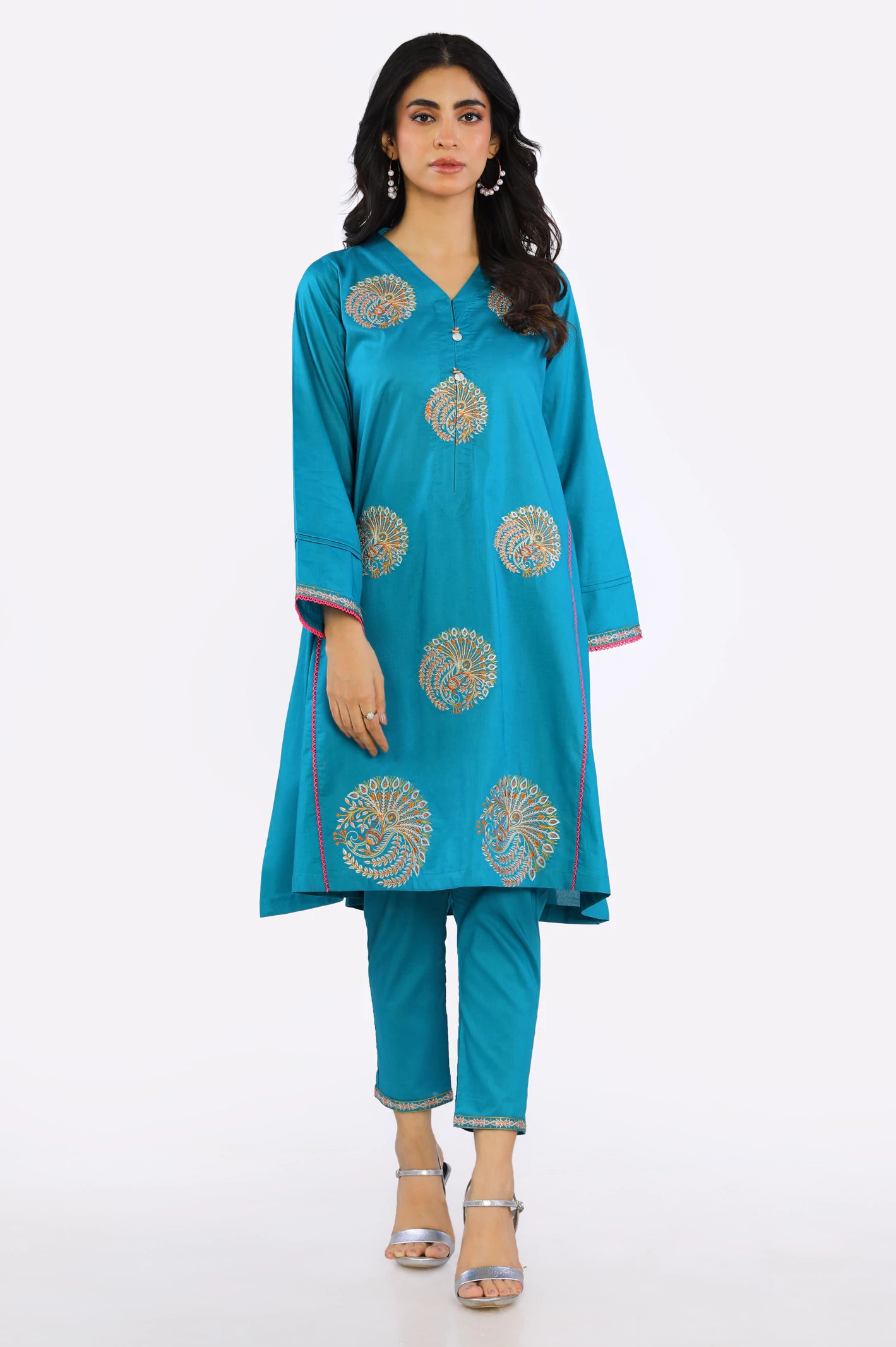 Cambric Embroidered 2PC Suit From Diners