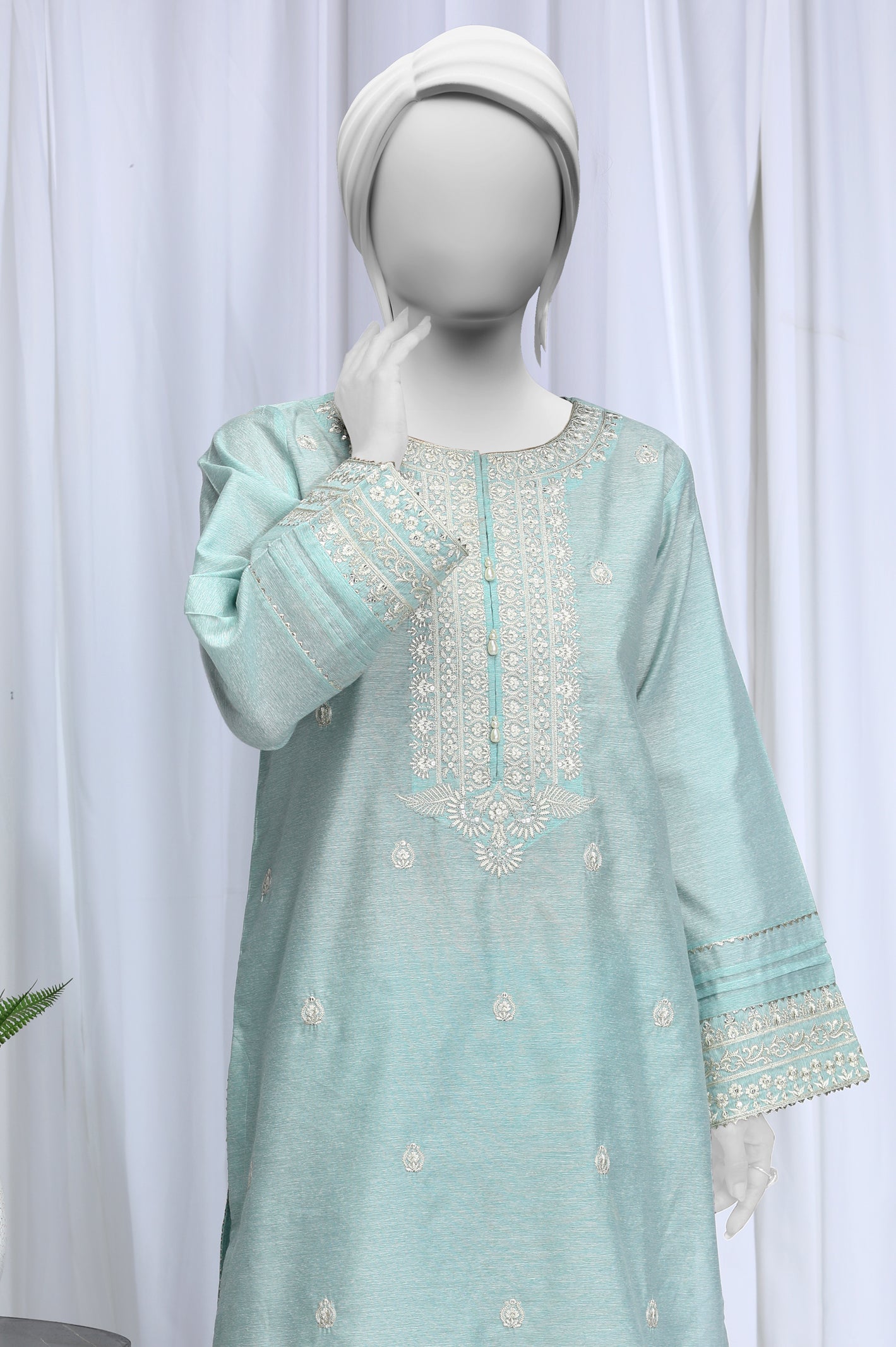 2PC Embroidered Sky Blue Suit From Diners