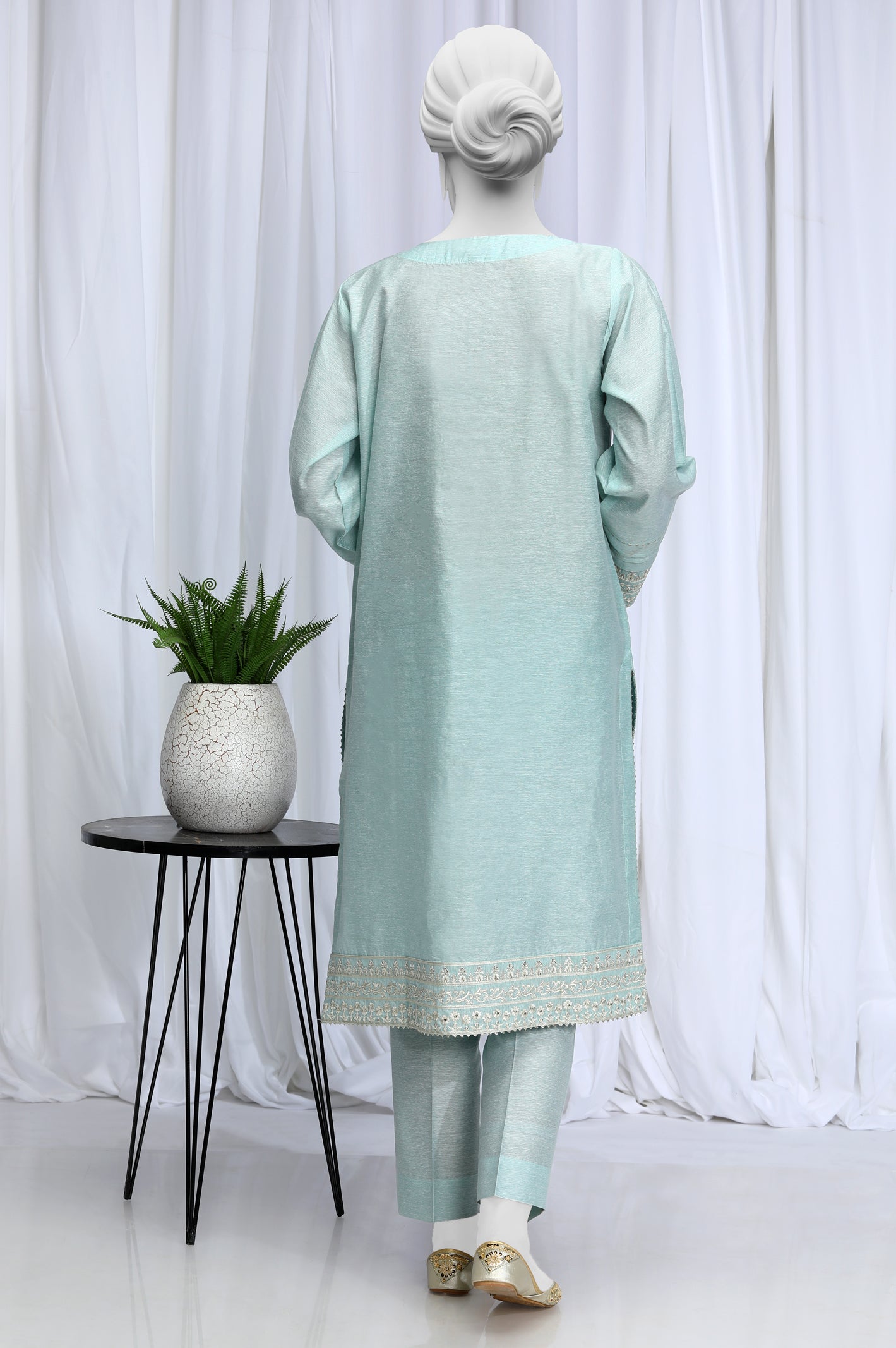2PC Embroidered Sky Blue Suit From Diners