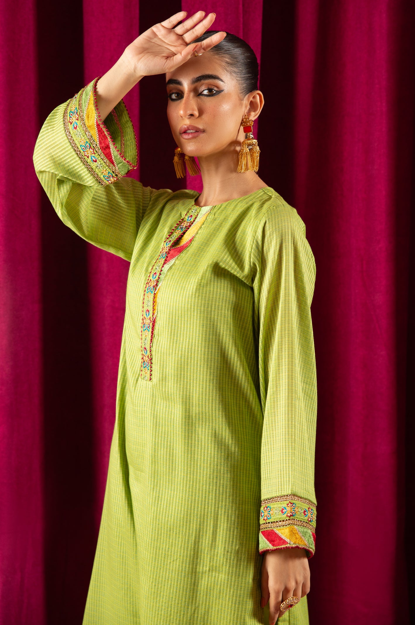 2PC Green Embroidered Suit From Diners