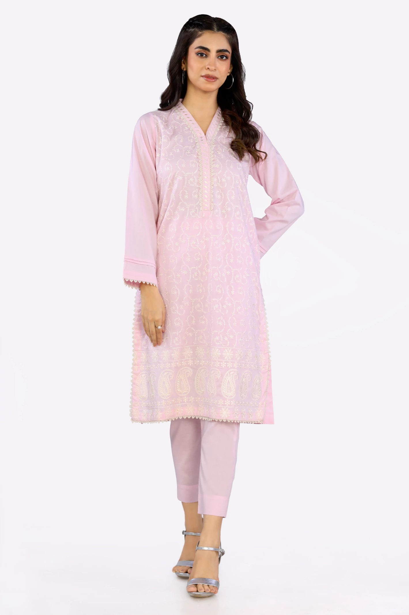 Cambric Embroidered 2PC Suit From Diners