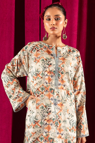 2PC Cream Printed Suit From Diners