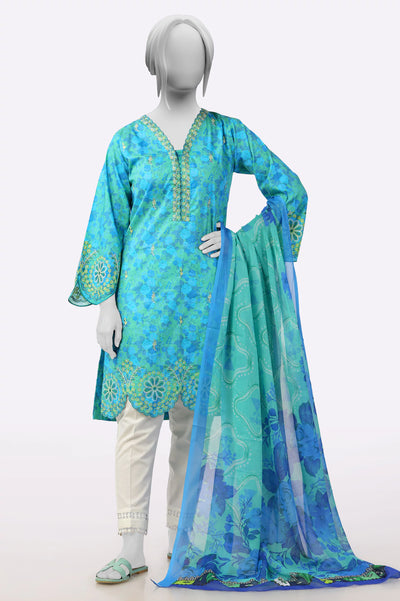 Blue Embroidered Kurti with Dupatta From Sohaye By Diners