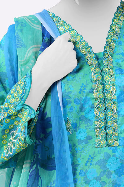 Blue Embroidered Kurti with Dupatta From Sohaye By Diners