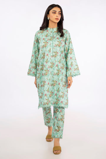 Light Green Printed 2PC Suit From Diners