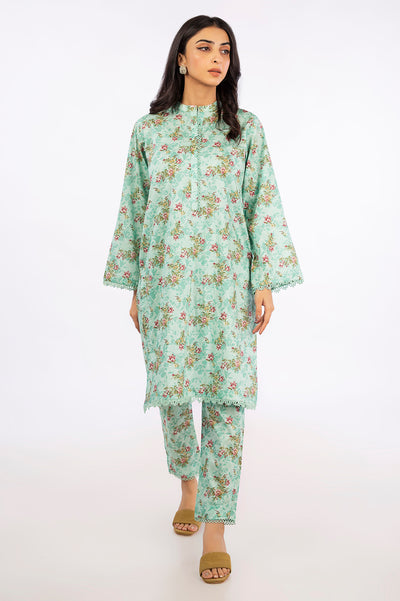 Light Green Printed 2PC Suit From Diners