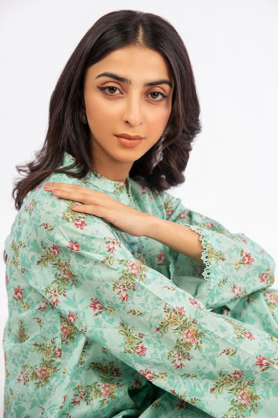 Light Green Printed 2PC Suit From Diners