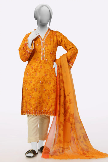 Mustard Printed Embroidered Kurti with Dupatta From Sohaye By Diners