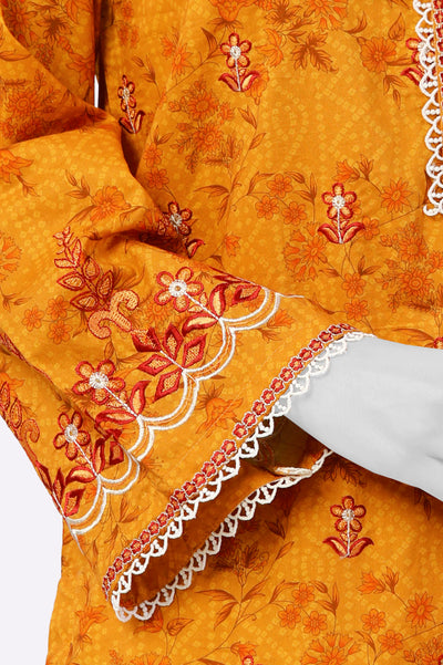 Mustard Printed Embroidered Kurti with Dupatta From Sohaye By Diners