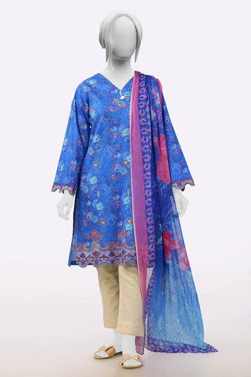 Blue Printed Embroidered Kurti With Dupatta From Sohaye By Diners