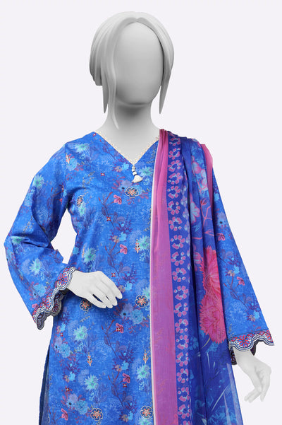 Blue Printed Embroidered Kurti With Dupatta From Sohaye By Diners