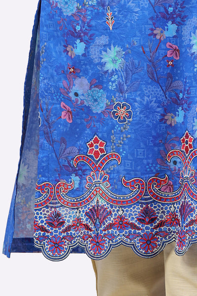 Blue Printed Embroidered Kurti With Dupatta From Sohaye By Diners