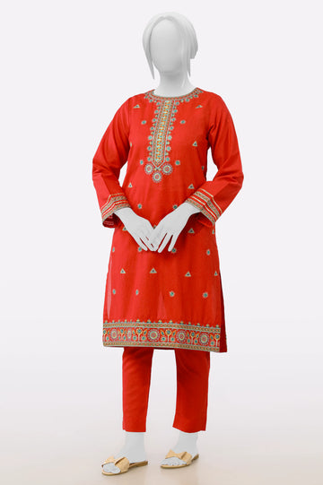 Red Embroidered 2PC From Sohaye By Diners