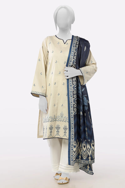 Ivory Embroidered Kurti With Dupatta From Sohaye By Diners