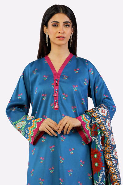 Blue Printed Kurti With Dupatta From Sohaye By Diners