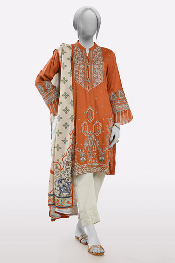 Rust Embroidered Kurti With Dupatta From Sohaye By Diners