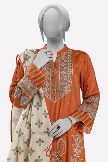 Rust Embroidered Kurti With Dupatta From Sohaye By Diners