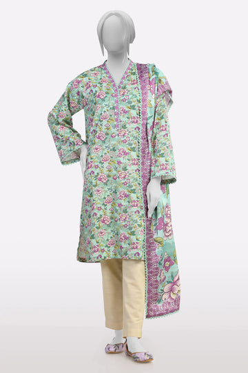 Sea Green Printed Kurti With Dupatta From Sohaye By Diners