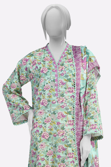 Sea Green Printed Kurti With Dupatta From Sohaye By Diners