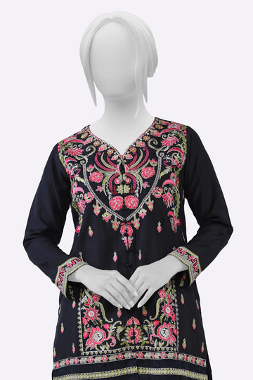 Black Embroidered Kurti From Sohaye By Diners