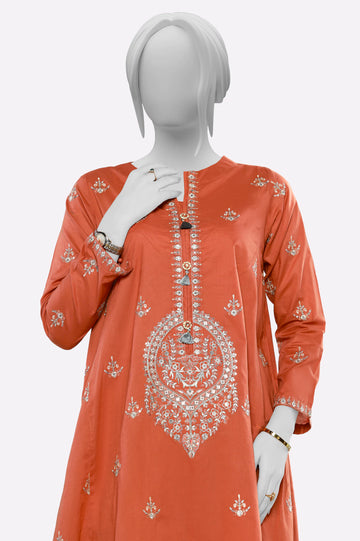 Rust Embroidered 2PC From Sohaye By Diners