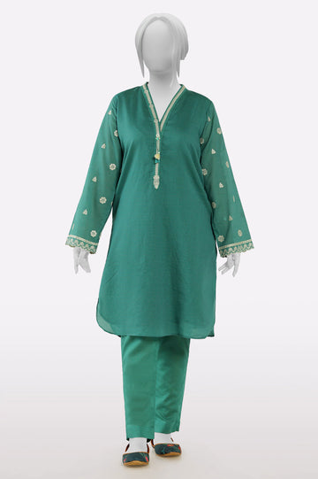 Green Embroidered 2PC From Sohaye By Diners