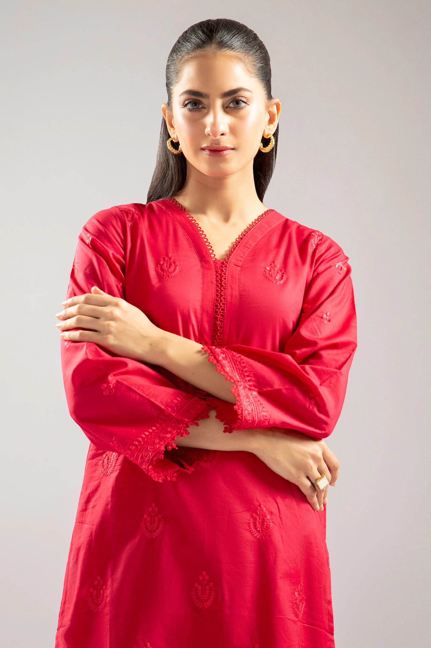 Red Embroidered 2PC From Sohaye By Diners