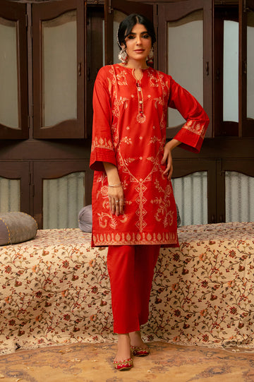 Rust Embroidered 2PC