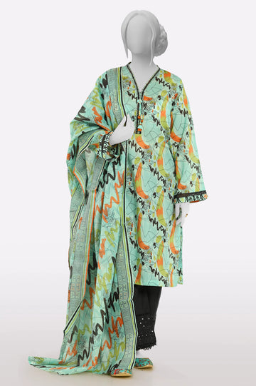 Sea Green Printed Kurti With Dupatta From Sohaye By Diners