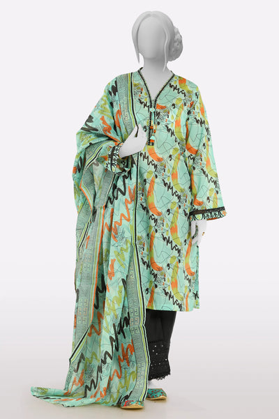 Sea Green Printed Kurti With Dupatta From Sohaye By Diners