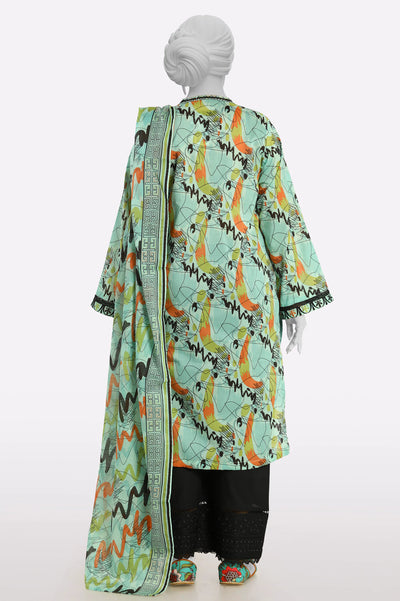 Sea Green Printed Kurti With Dupatta From Sohaye By Diners