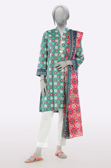Green Printed Kurti With Dupatta From Sohaye By Diners