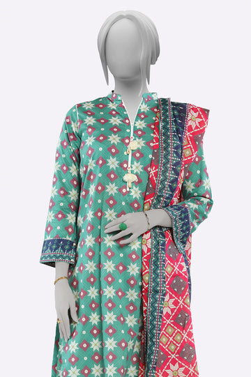 Green Printed Kurti With Dupatta From Sohaye By Diners