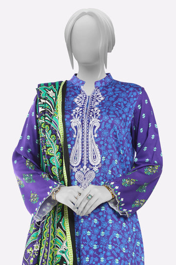 Purple Printed Embroidered Kurti With Dupatta From Sohaye By Diners