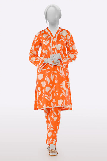 Orange Printed 2PC From Sohaye By Diners