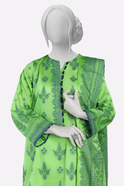Green Jacquard Stylised Kurti With Dupatta From Sohaye By Diners