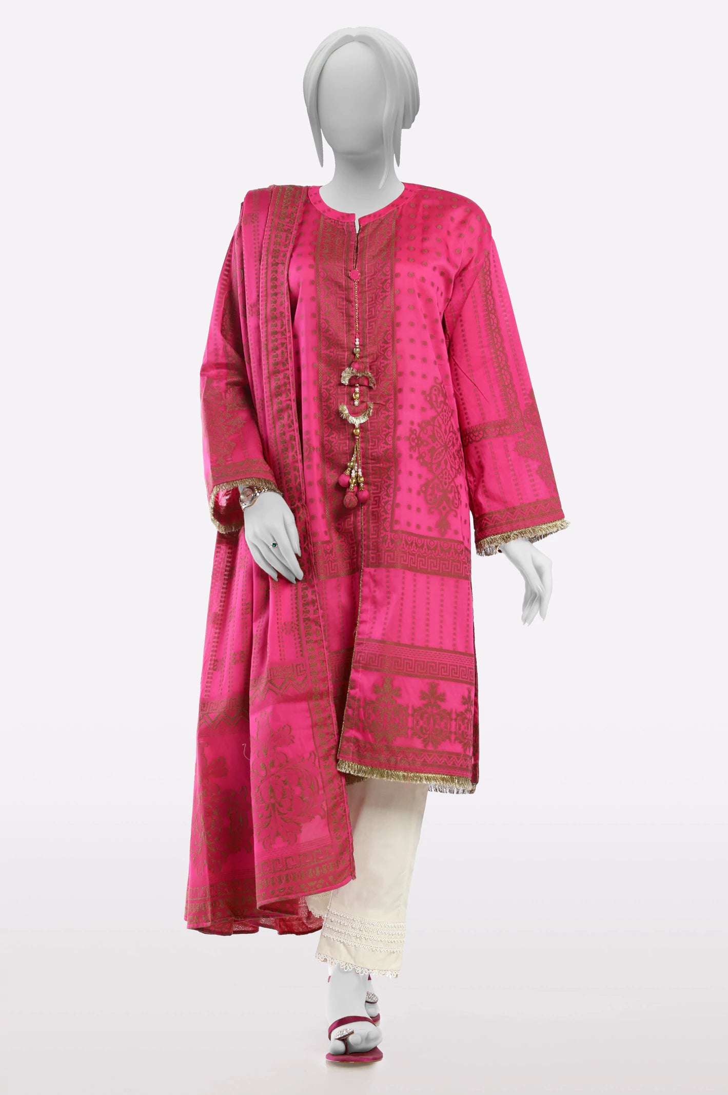 Pink Purple Embroidered Kurti With Dupatta From Sohaye By Diners