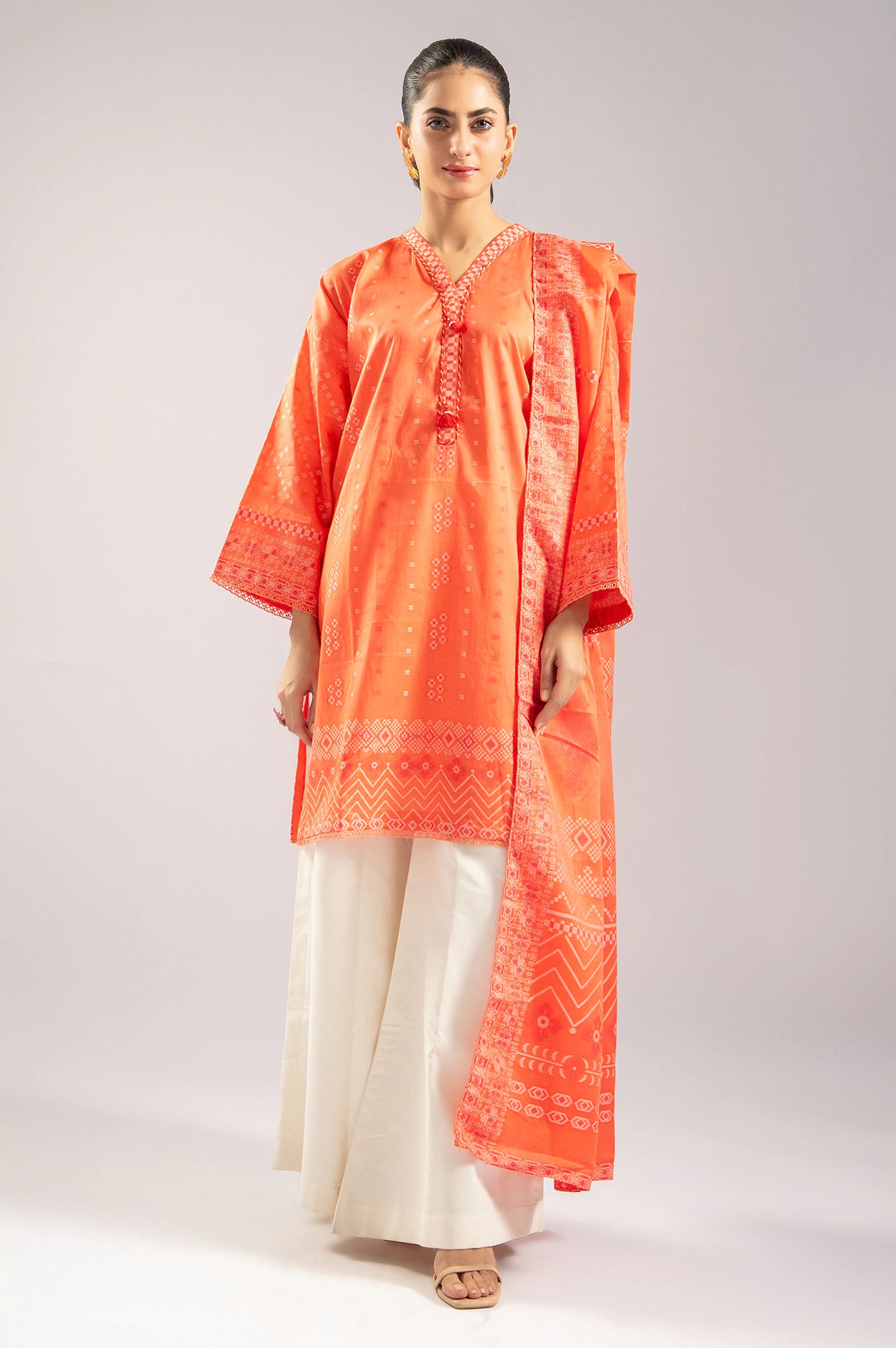 Coral Stylised Kurti with Dupatta From Sohaye By Diners