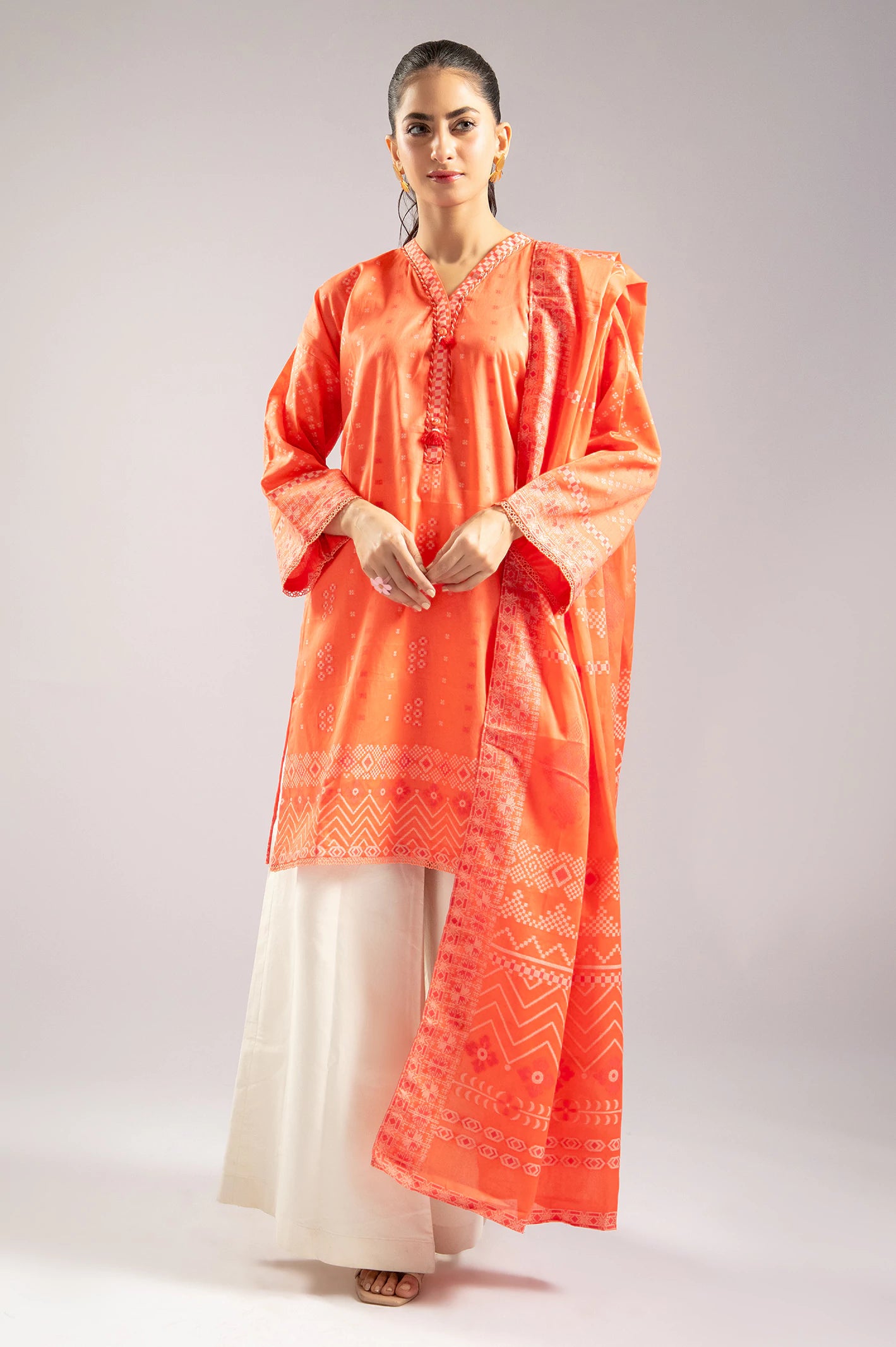 Coral Stylised Kurti with Dupatta From Sohaye By Diners