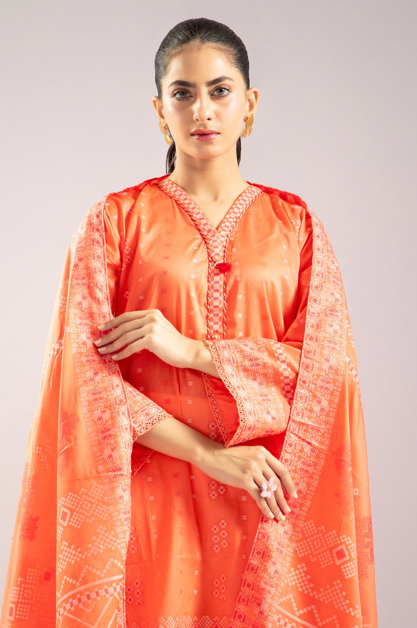 Coral Stylised Kurti with Dupatta From Sohaye By Diners