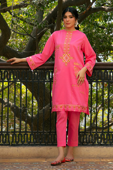Pink Embroidered 2PC