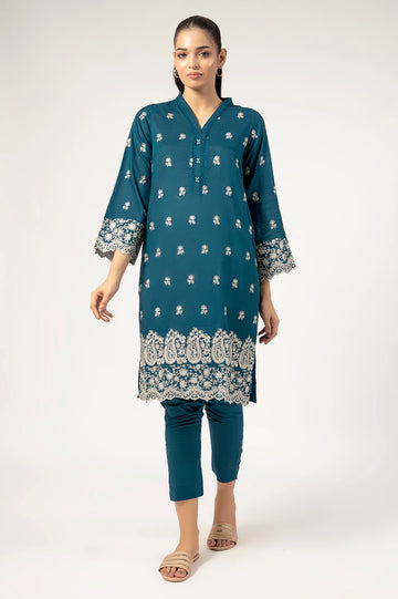 Navy Blue Embroidered 2PC