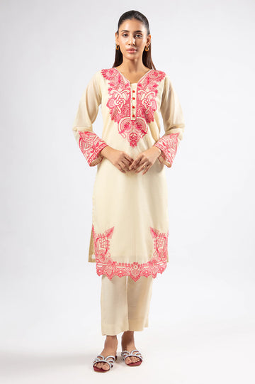 Beige Embroidered 2PC