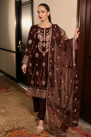 Brown Embroidered 2PC